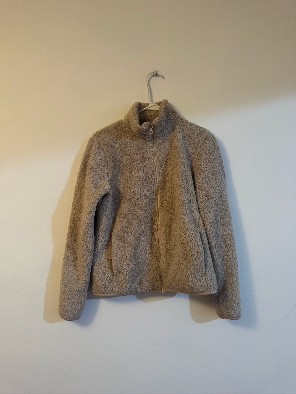 Uniqlo Women's Faux Sherpa Zip Jacket - Taupe